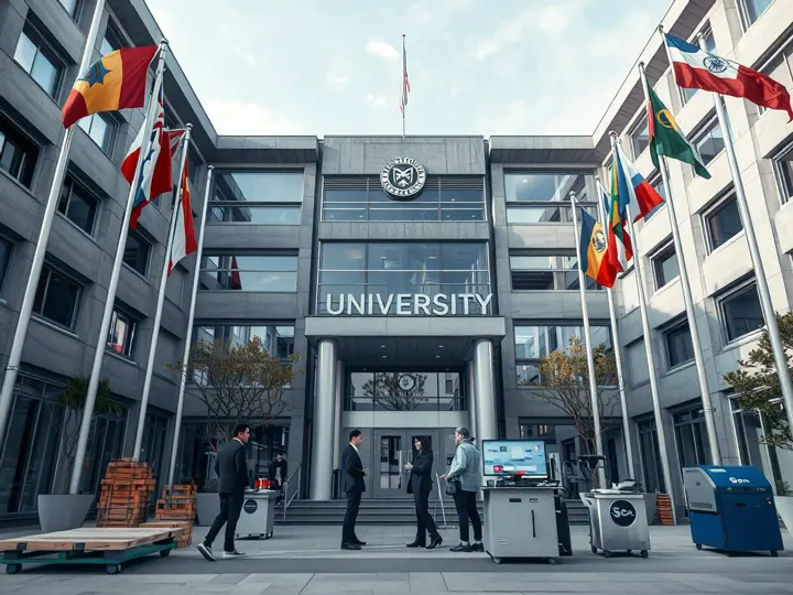 大学校园与国际会议背景